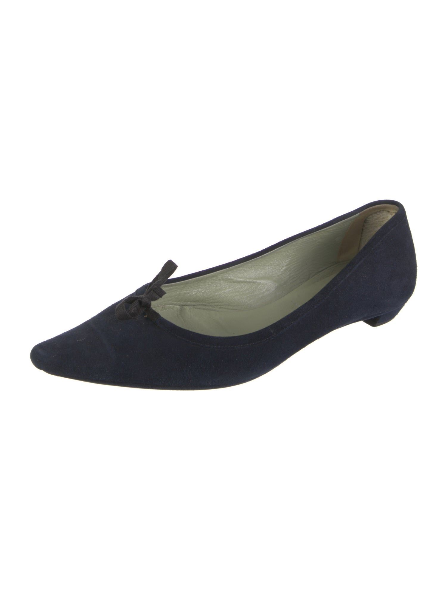 Prada Suede Bow Accents Ballet Flats
